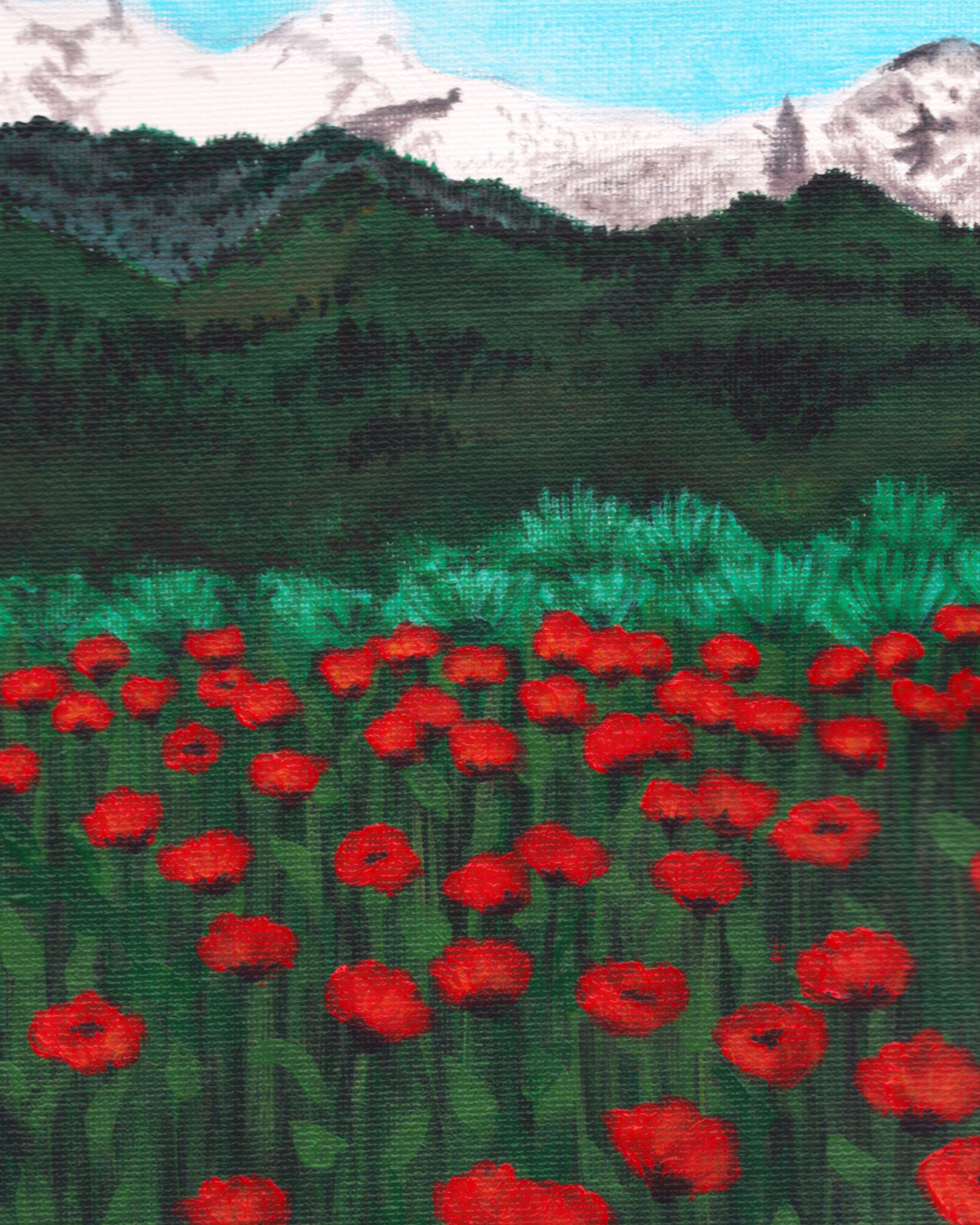 Scenic Alpine Poppy Landscape Print